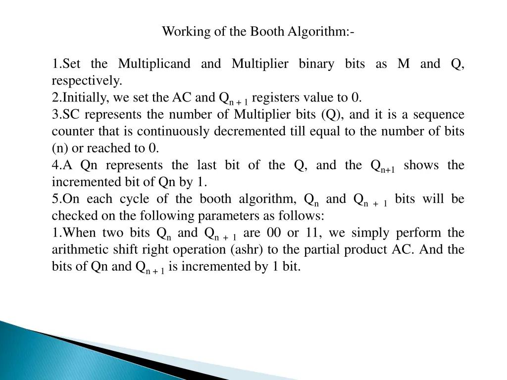 working of the booth algorithm