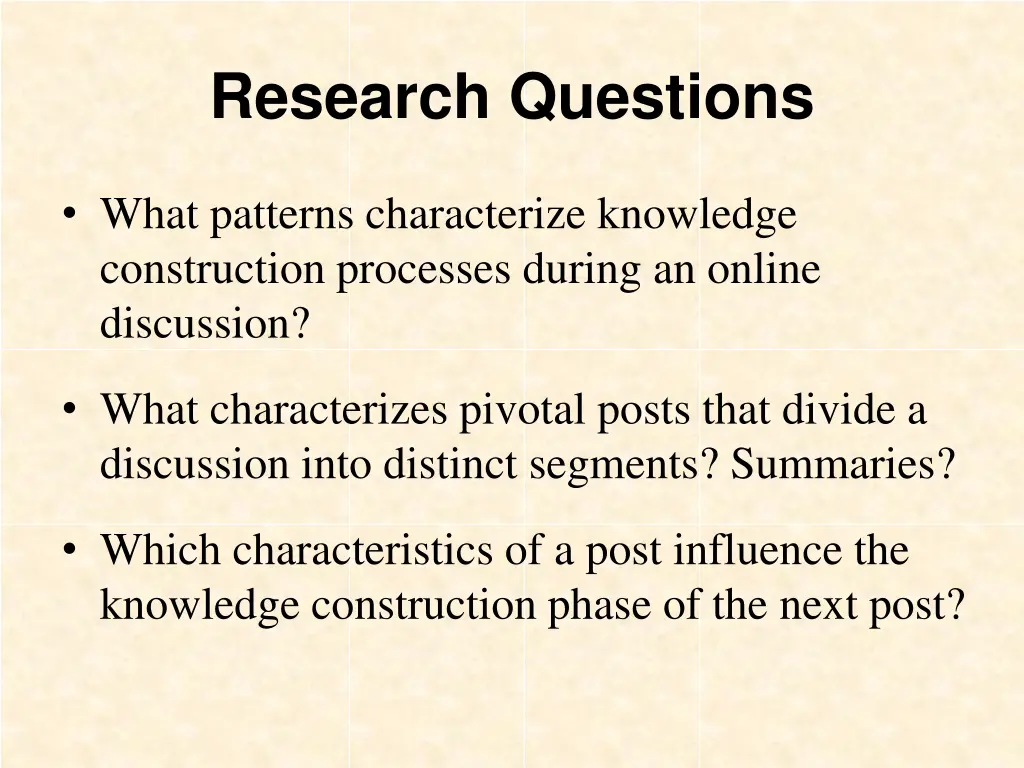 research questions