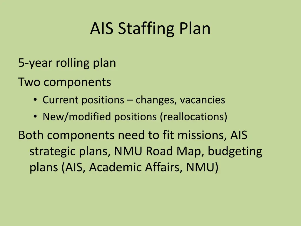 ais staffing plan