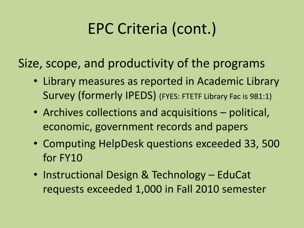 epc criteria cont 3