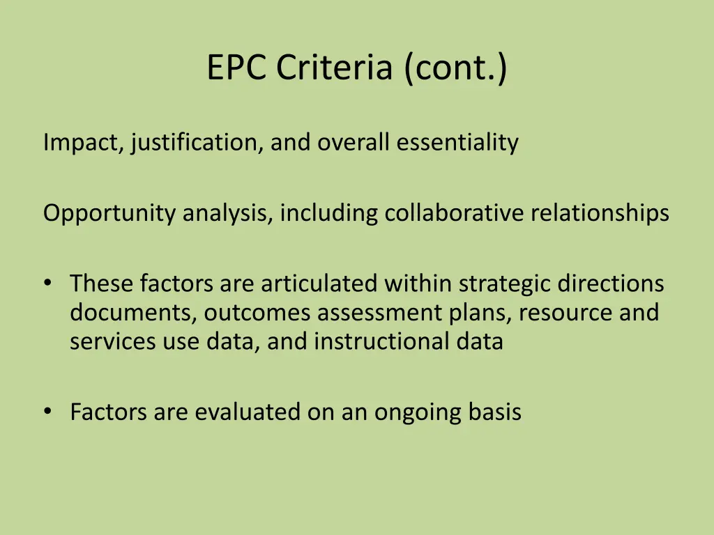 epc criteria cont 6