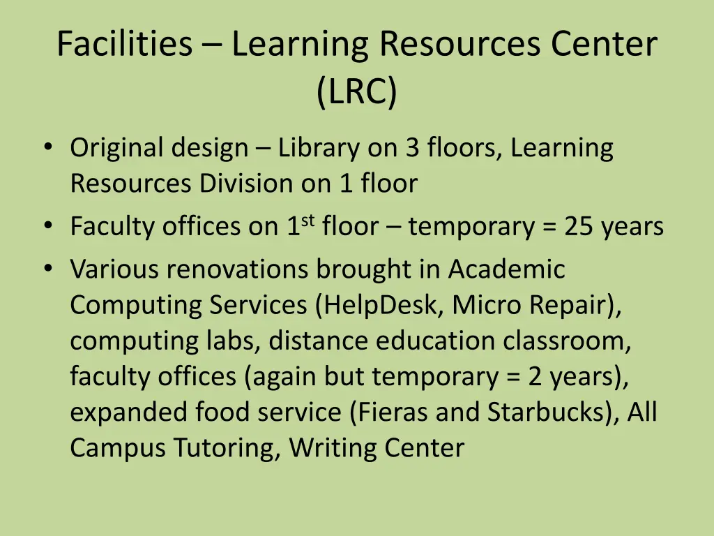 facilities learning resources center lrc