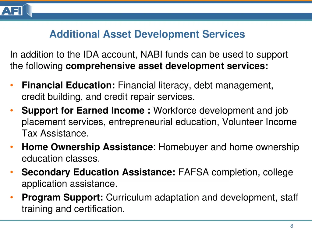 additional asset development services