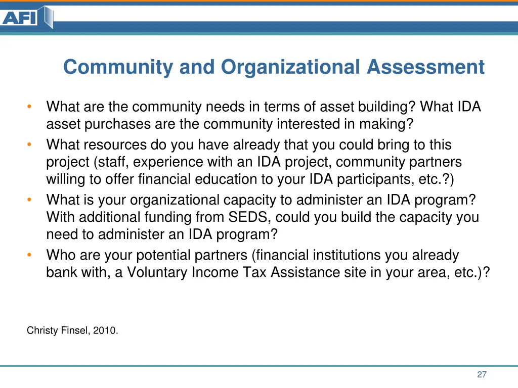 community and organizational assessment