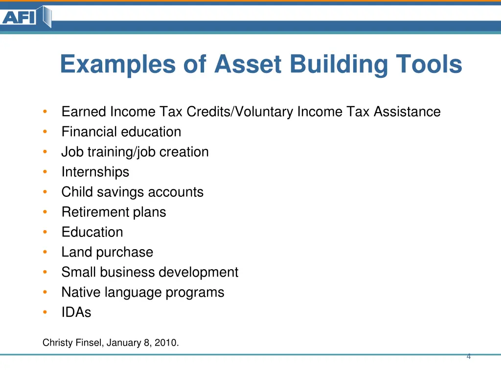 examples of asset building tools