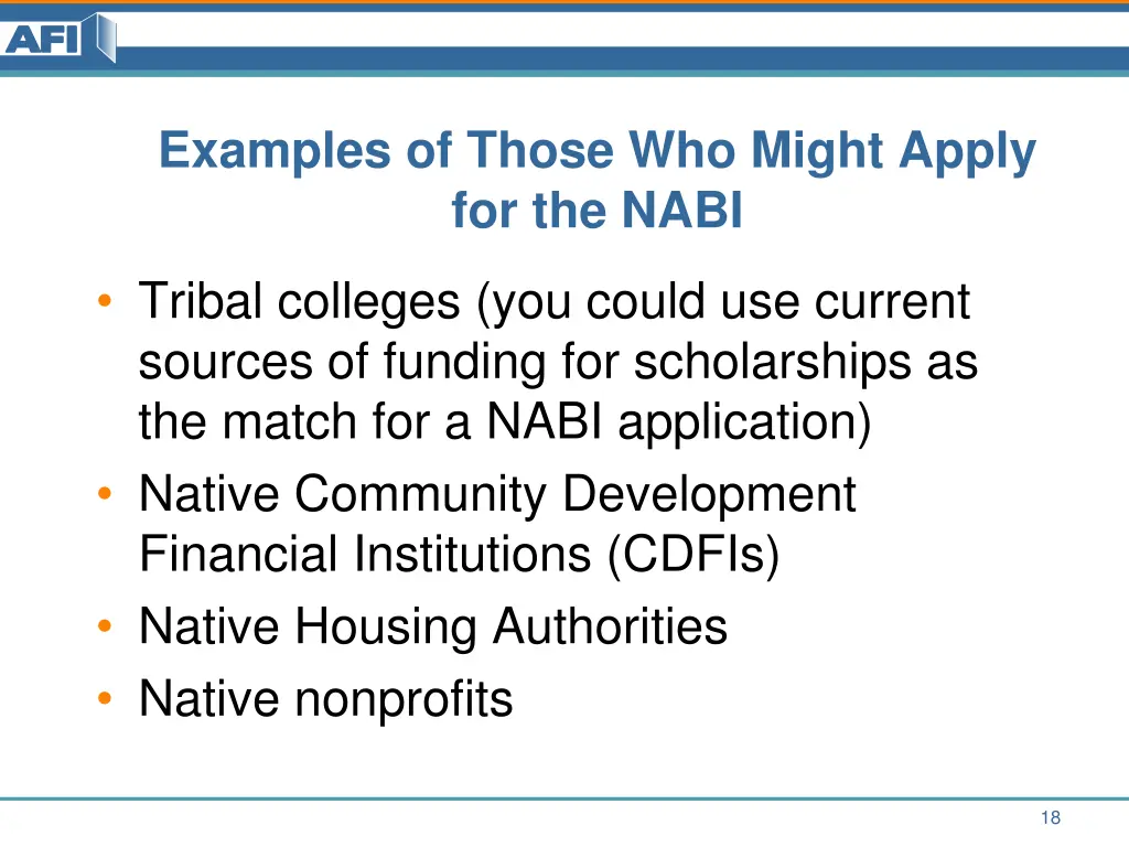 examples of those who might apply for the nabi