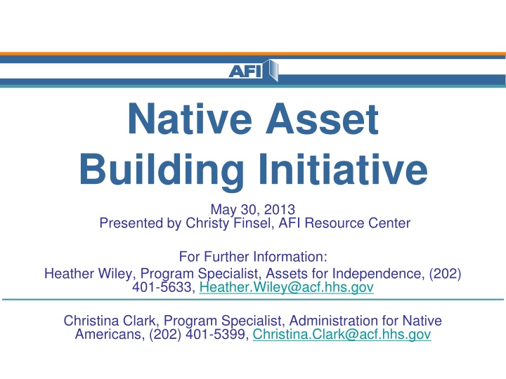 native asset building initiative may 30 2013