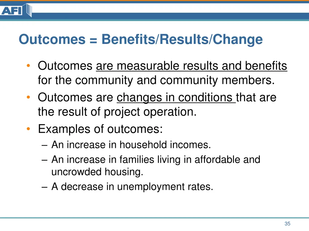 outcomes benefits results change