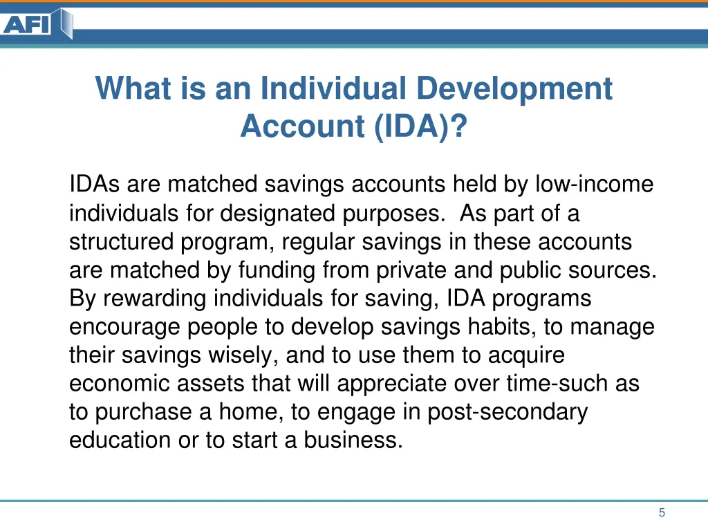 what is an individual development account ida