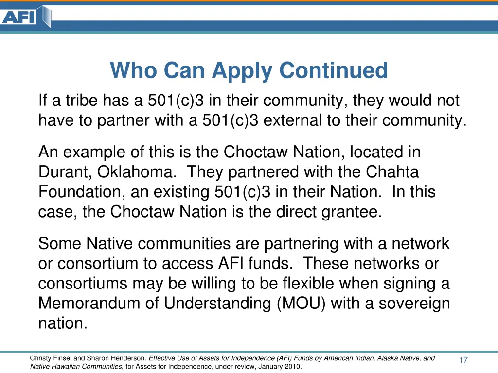who can apply continued if a tribe