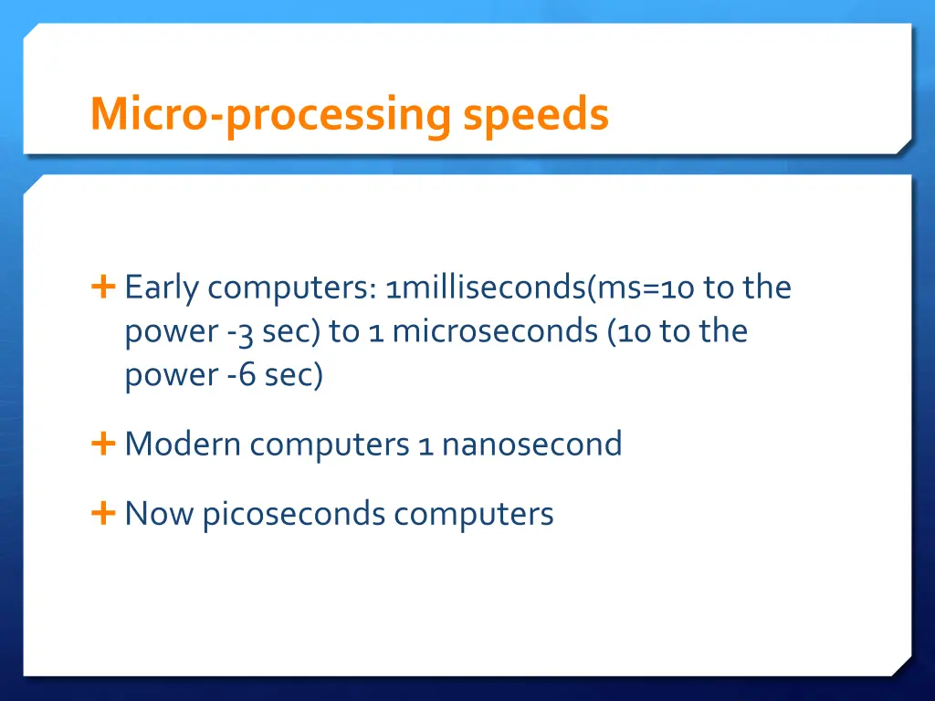 micro processing speeds