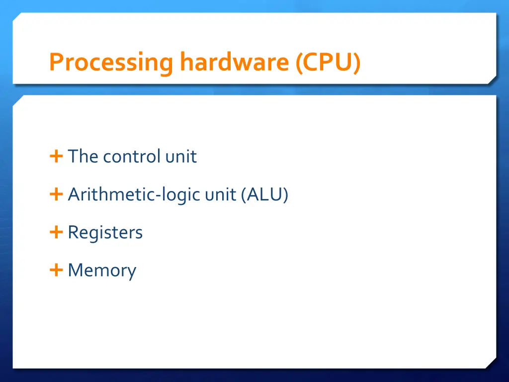 processing hardware cpu