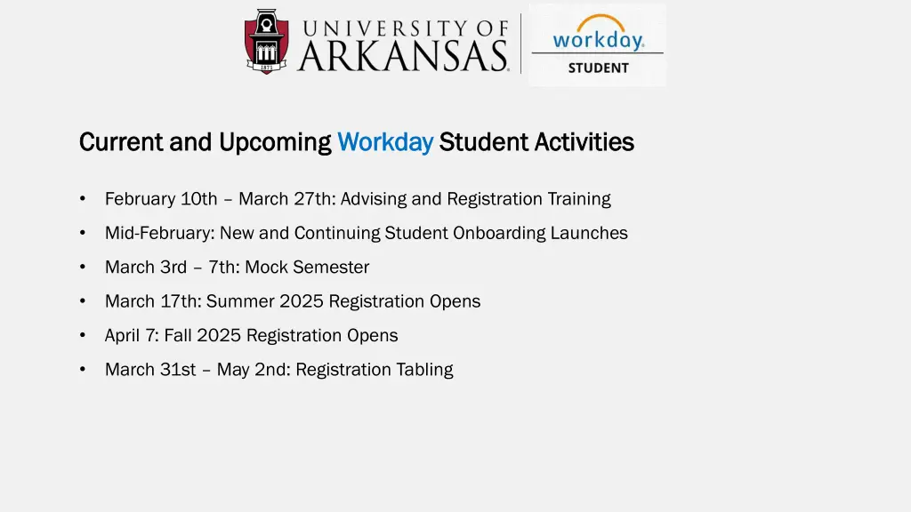 current and upcoming current and upcoming workday