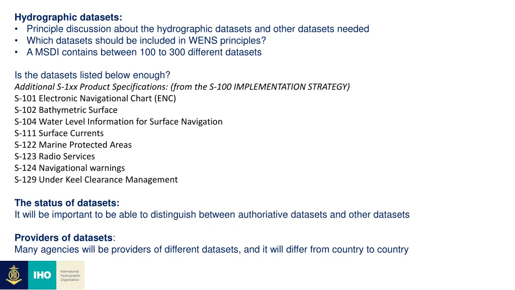 hydrographic datasets principle discussion about