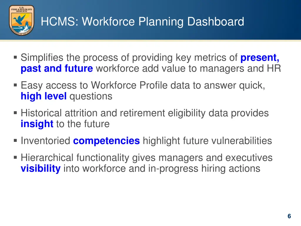 hcms workforce planning dashboard