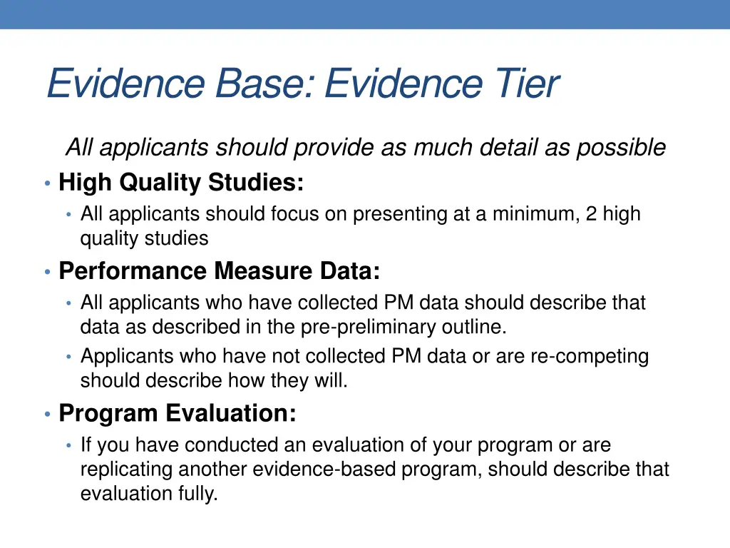 evidence base evidence tier 1