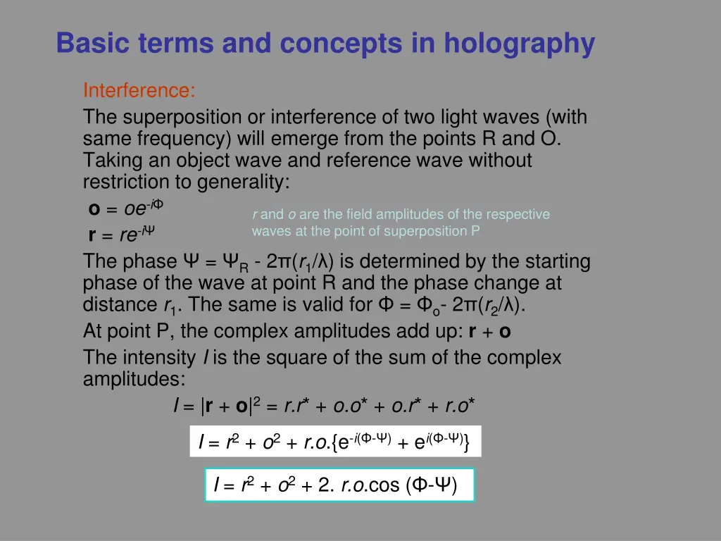 basic terms and concepts in holography