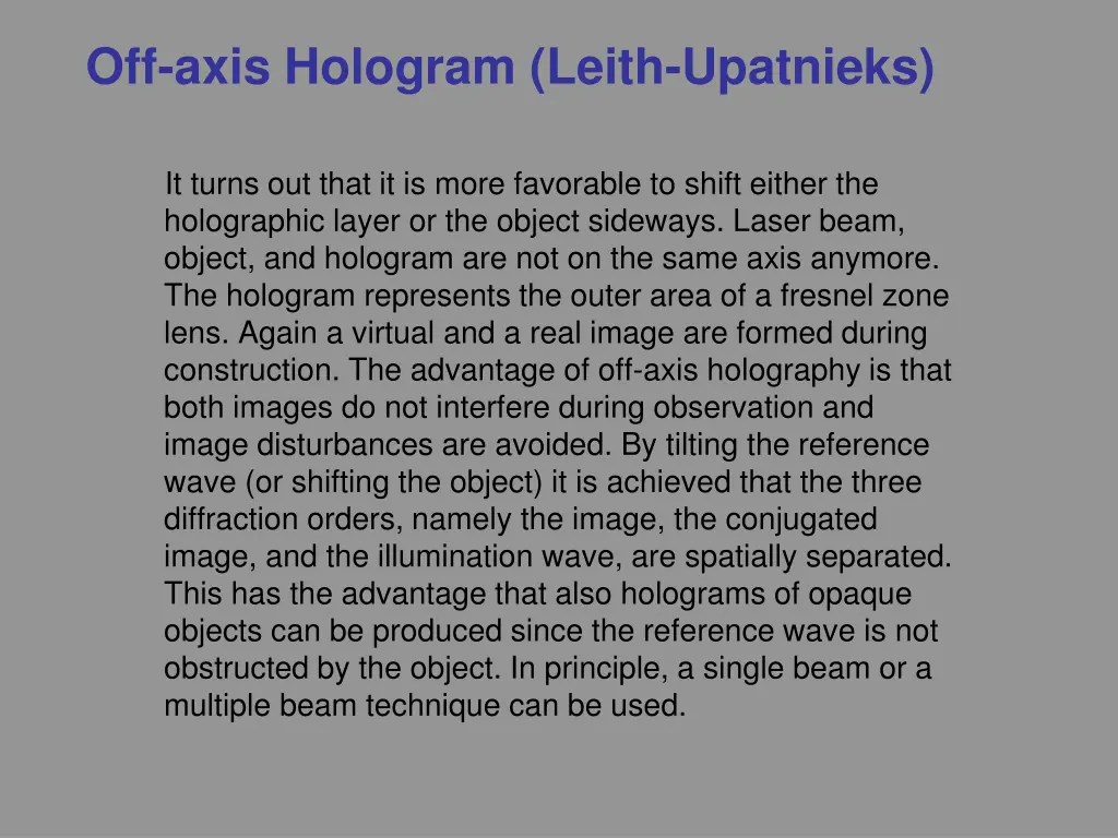 off axis hologram leith upatnieks