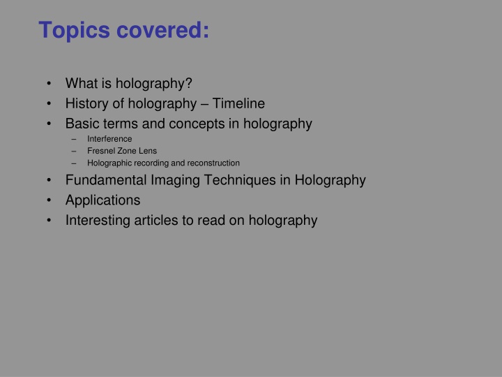 topics covered