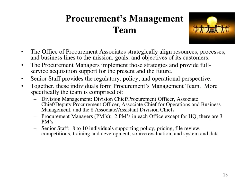 procurement s management team