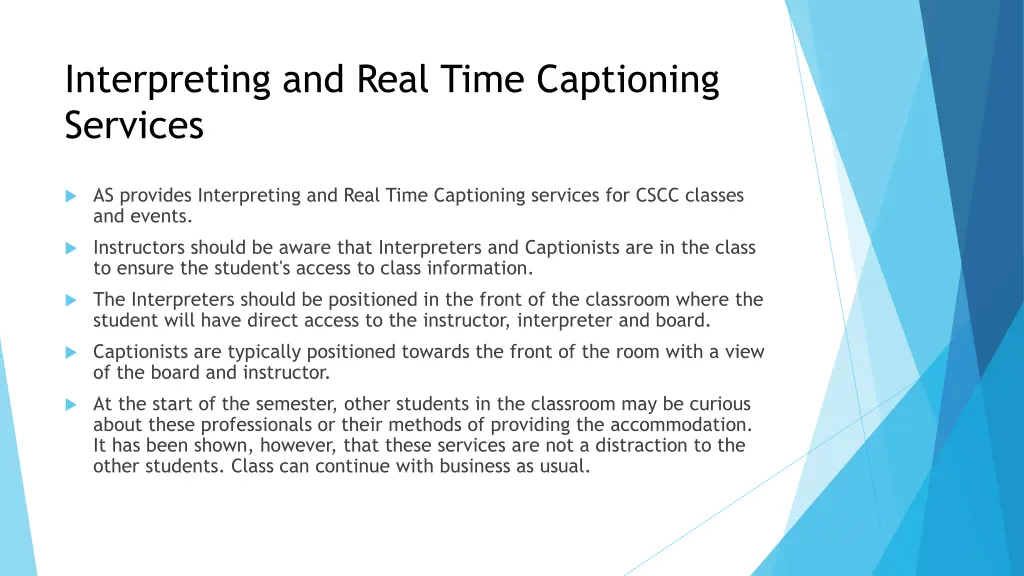 interpreting and real time captioning services