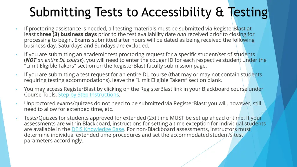 submitting tests to accessibility testing