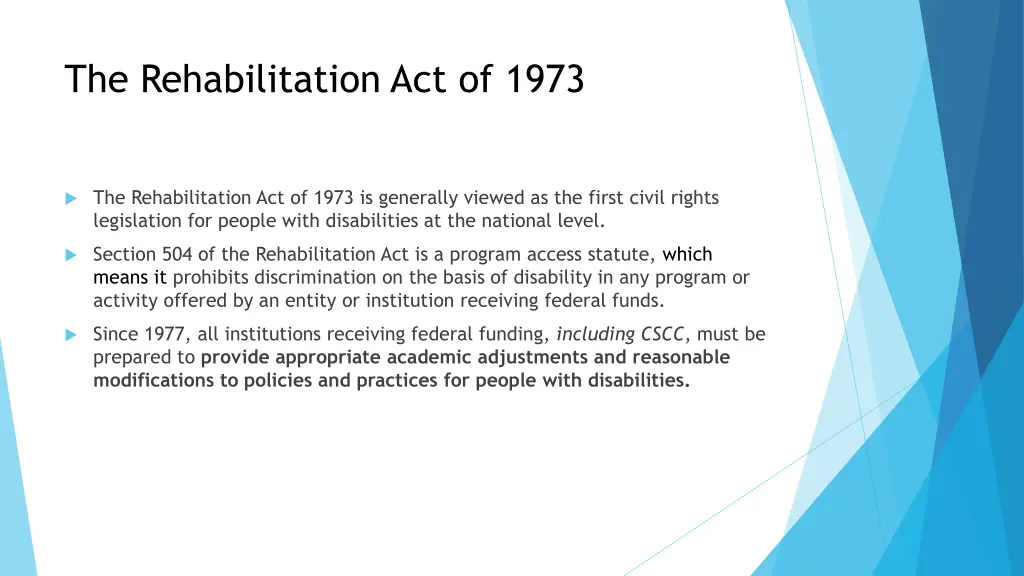 the rehabilitation act of 1973