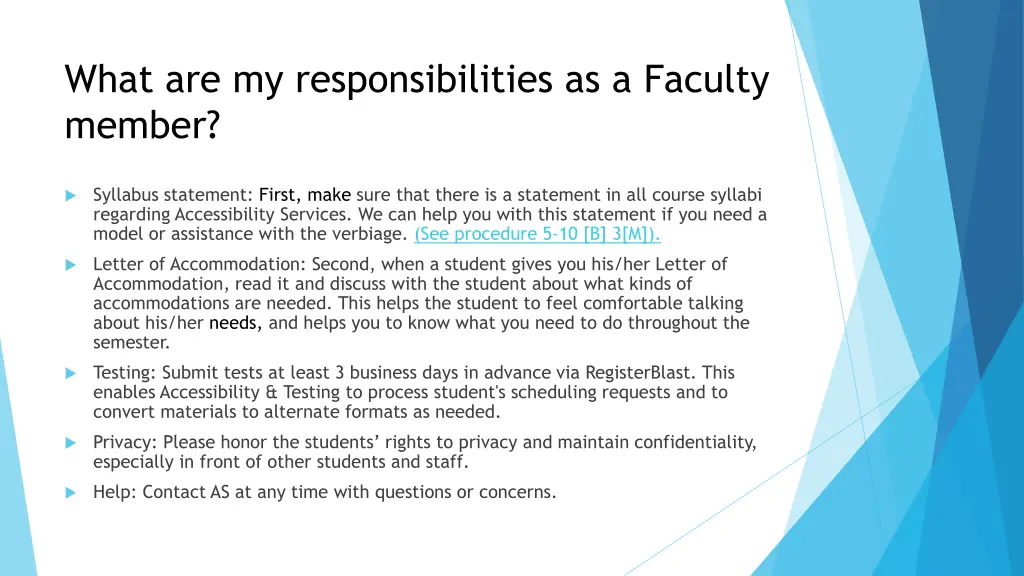 what are my responsibilities as a faculty member
