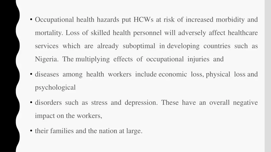 occupational health hazards put hcws at risk