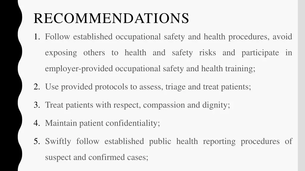 recommendations