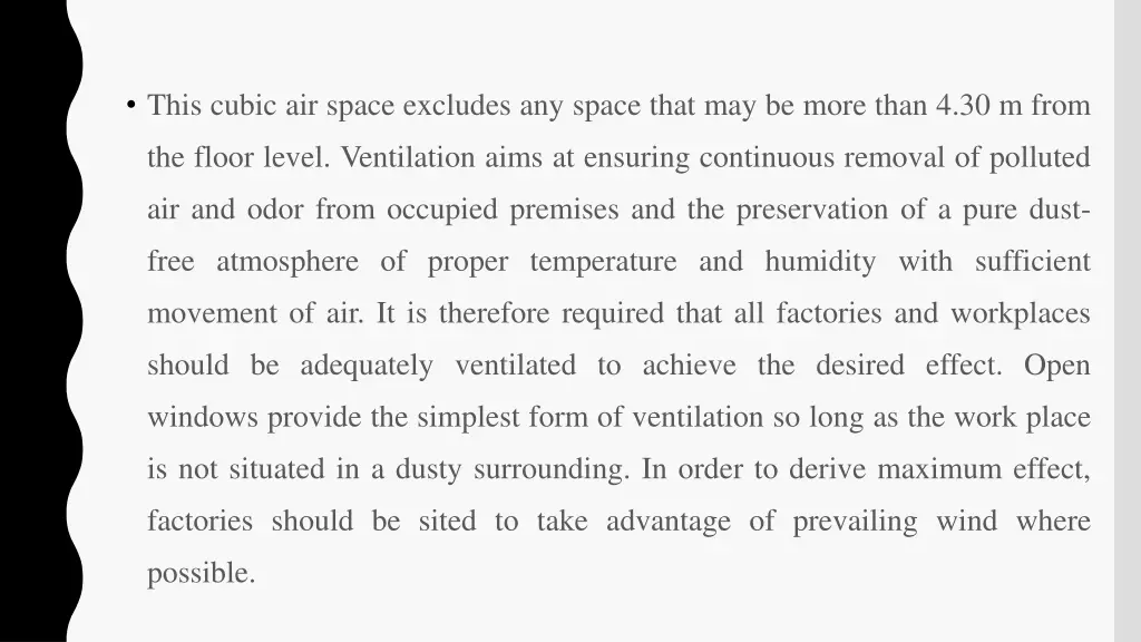this cubic air space excludes any space that