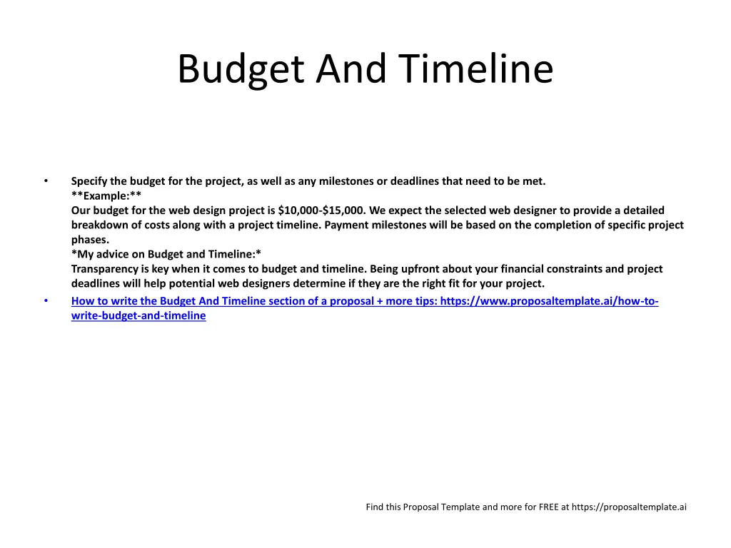 budget and timeline