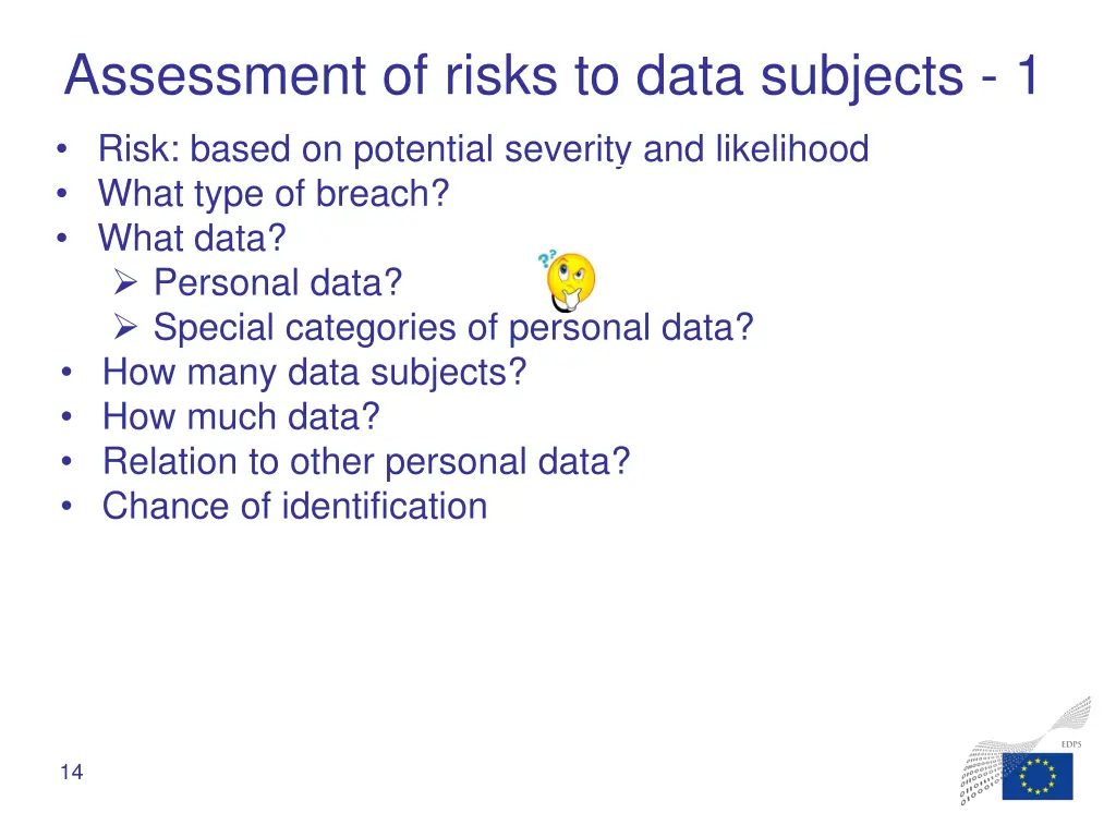 assessment of risks to data subjects 1