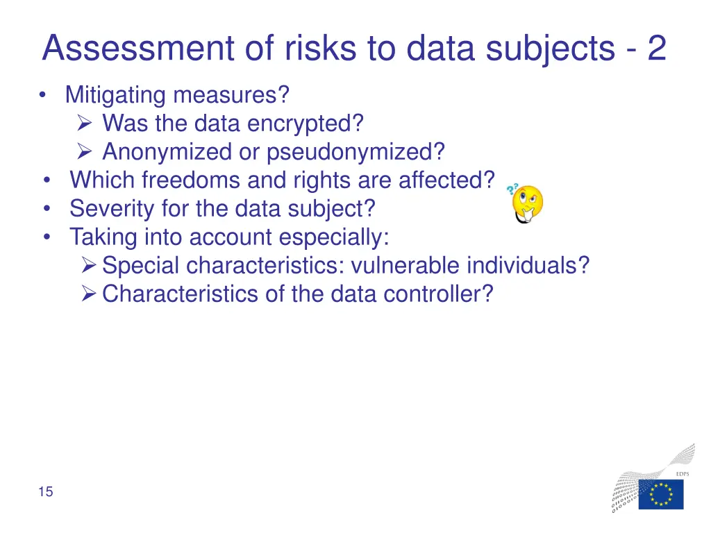 assessment of risks to data subjects 2