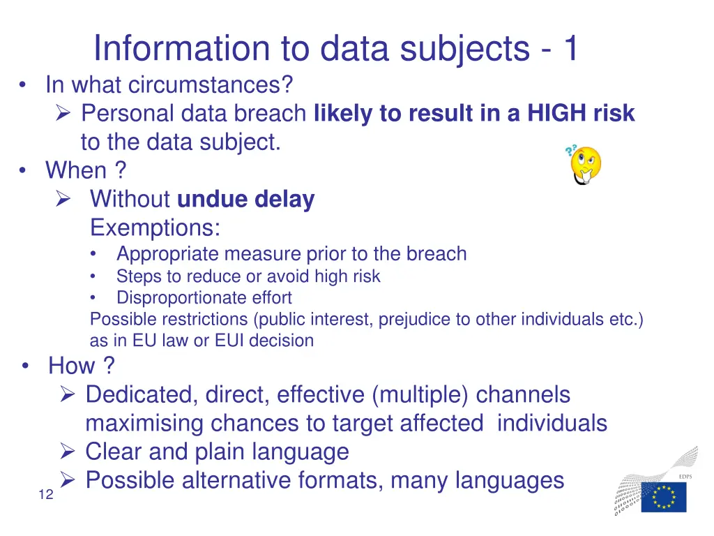 information to data subjects 1
