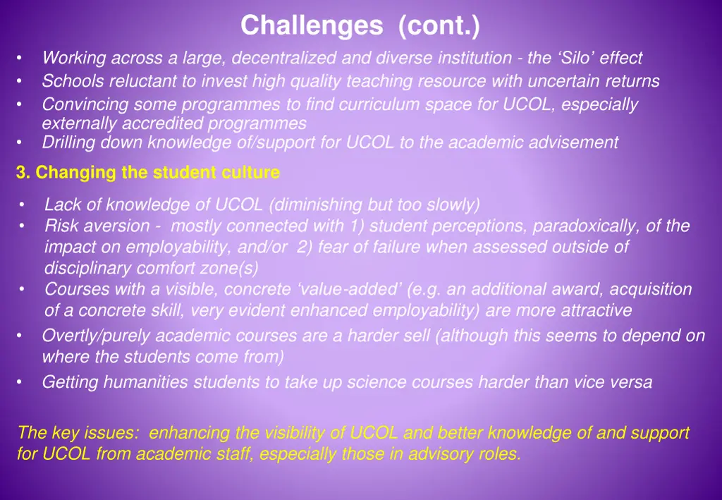 challenges cont