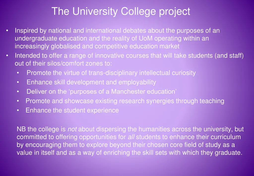 the university college project