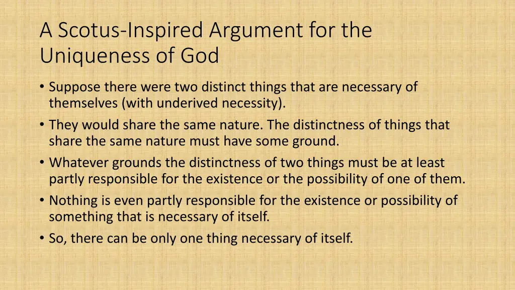 a scotus inspired argument for the uniqueness