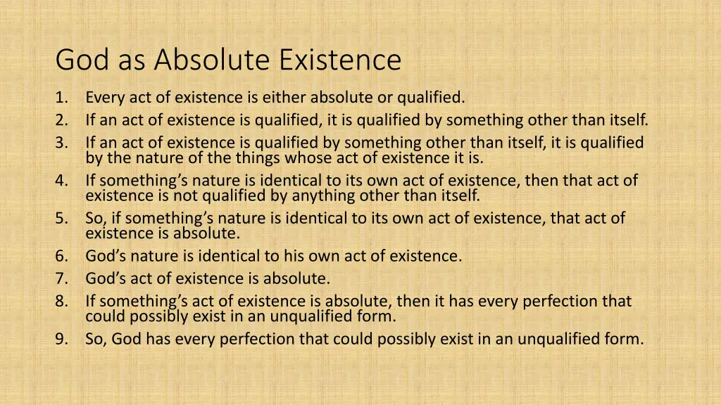 god as absolute existence