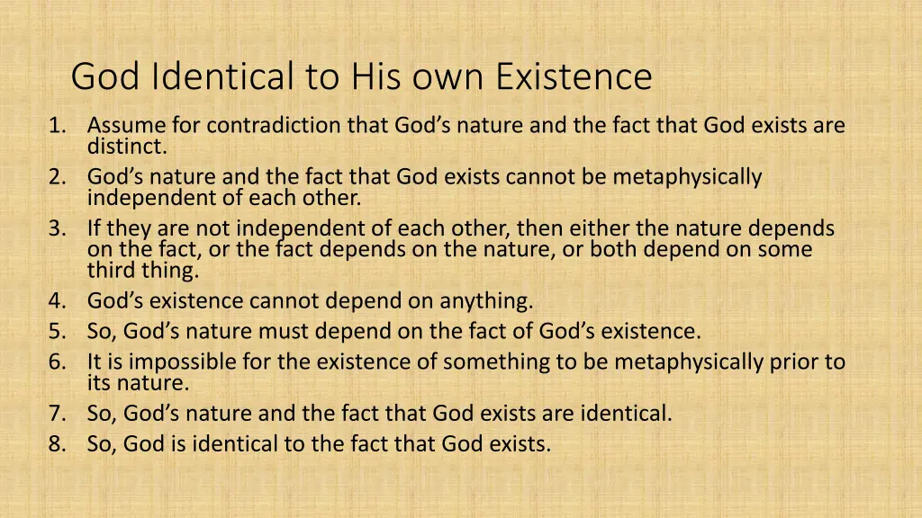 god identical to his own existence