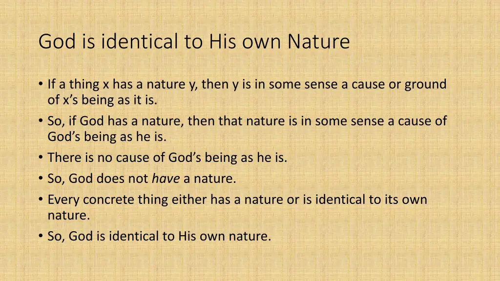 god is identical to his own nature