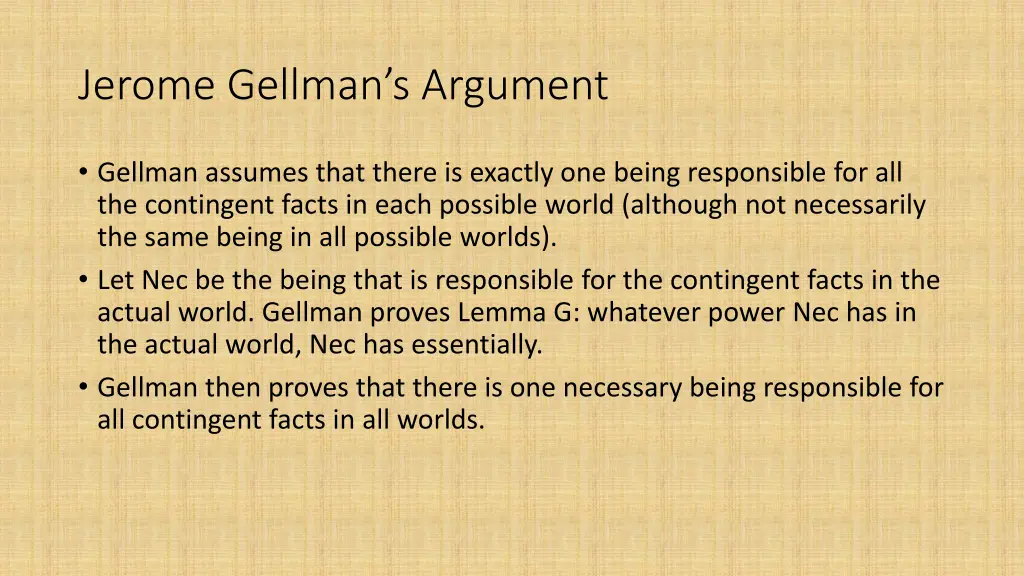jerome gellman s argument