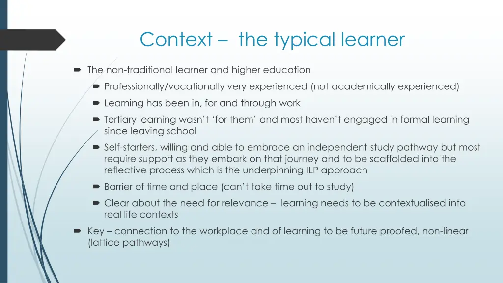 context the typical learner