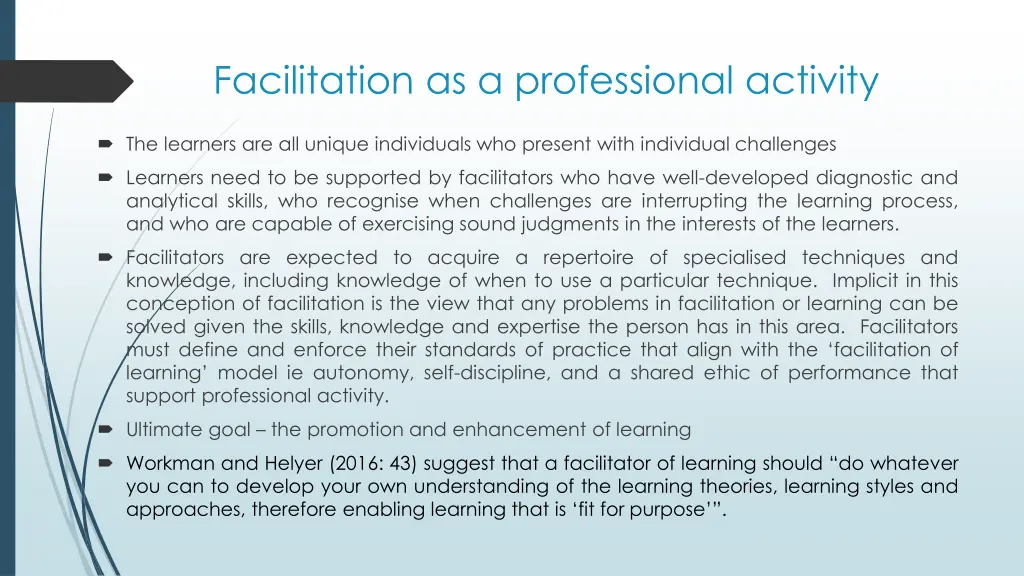 facilitation as a professional activity