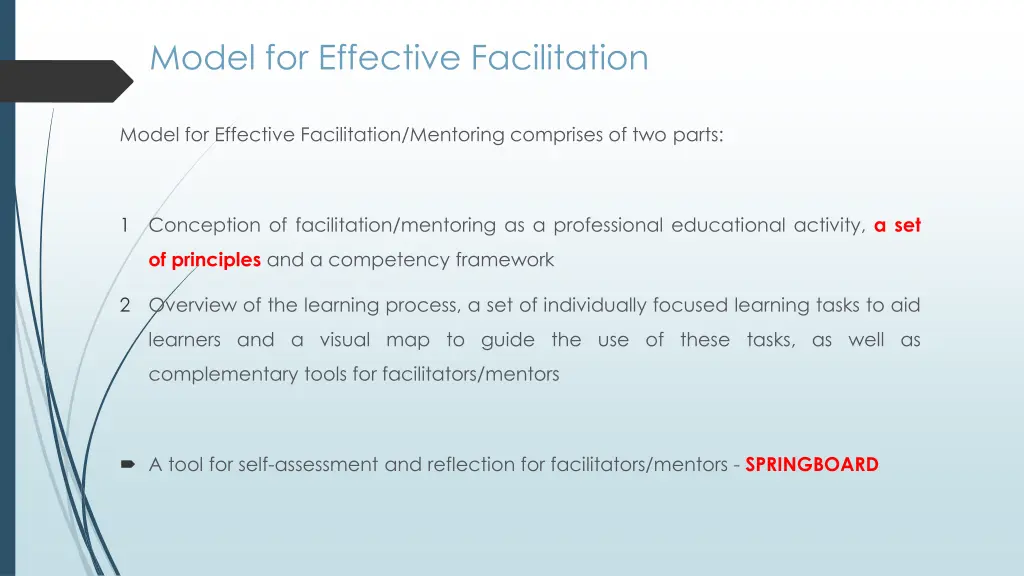 model for effective facilitation