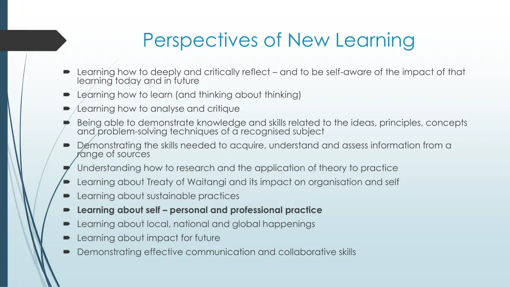 perspectives of new learning