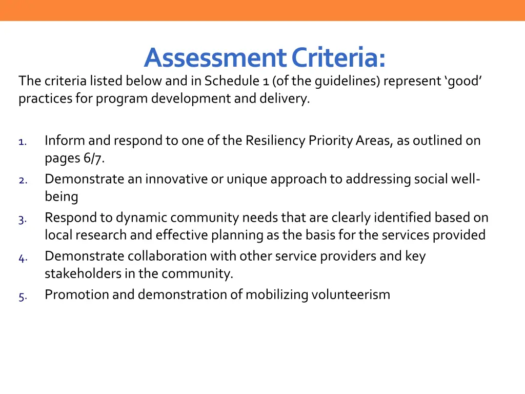 assessment criteria