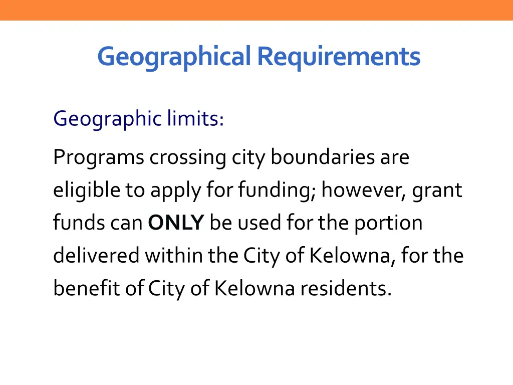 geographical requirements