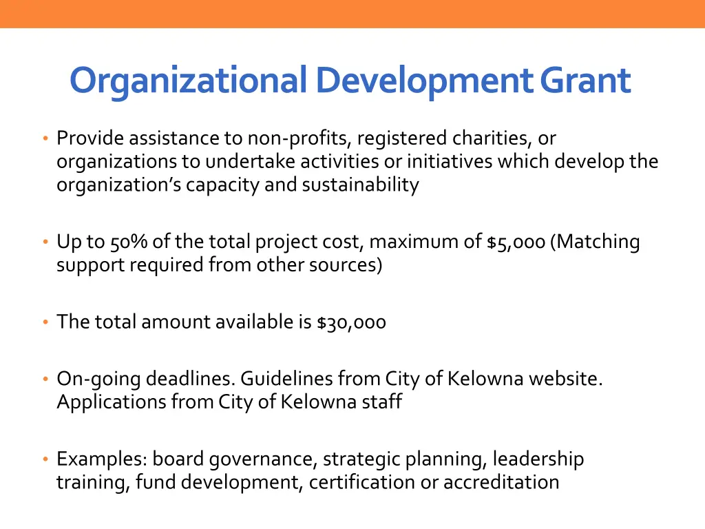 organizational development grant