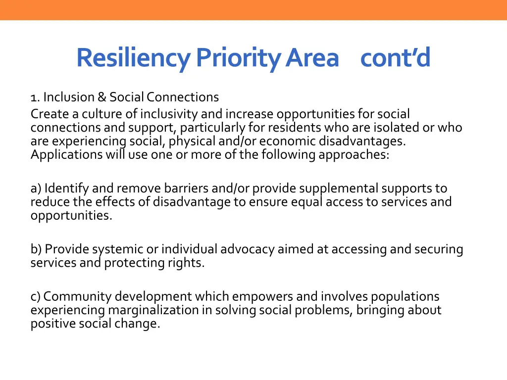 resiliency priority area cont d